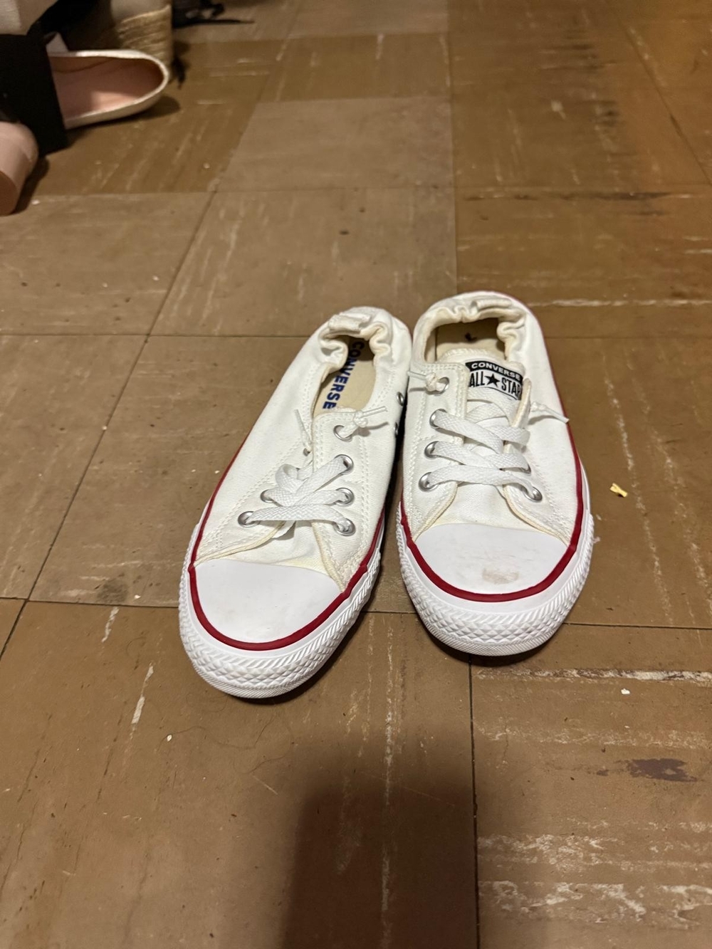Converse Unisex White Canvas Sneakers with Red Trim